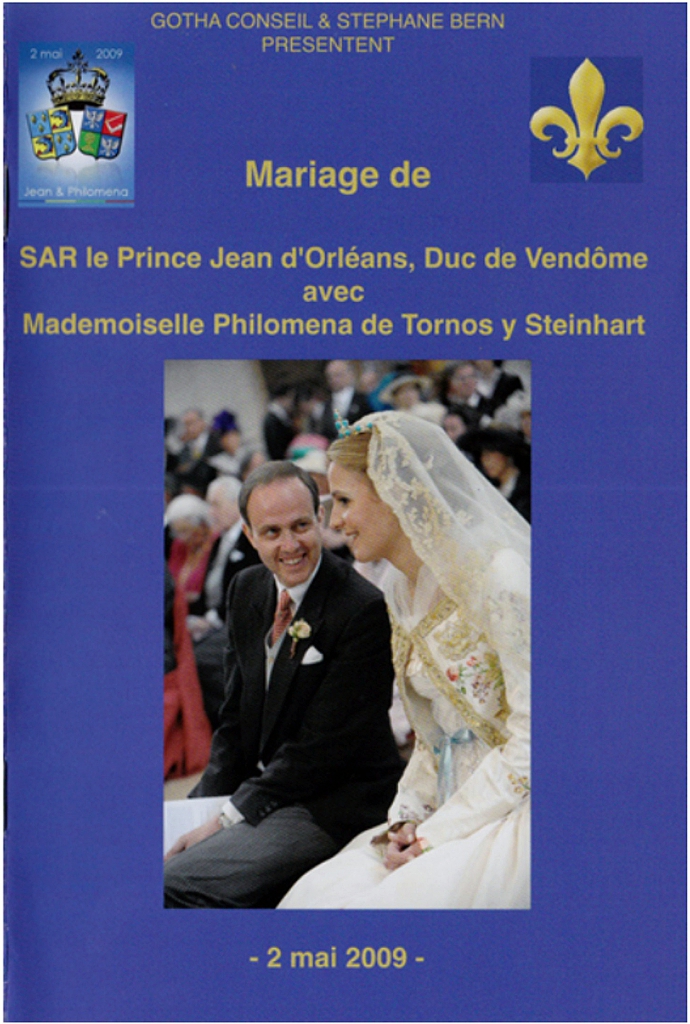 couverture du livret du DVD sur le mariage du duc et de la duchesse de Vendôme.