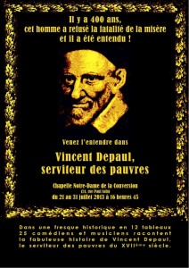 Affiche du spectacle sur Saint Vincent de Paul