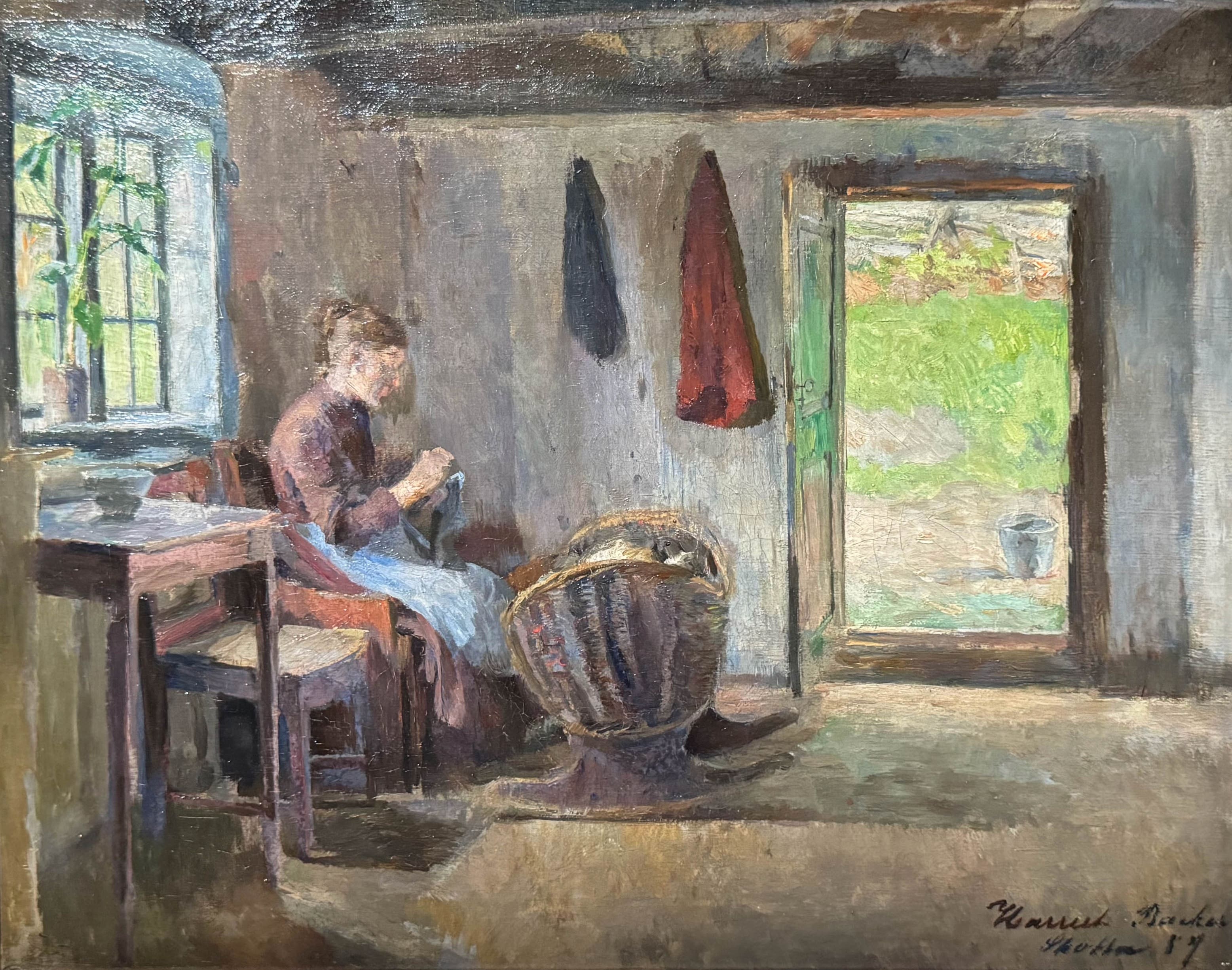 Intérieur de ferme, Skotta, Boerum (1887), Harriet Backer, National Museum, Oslo