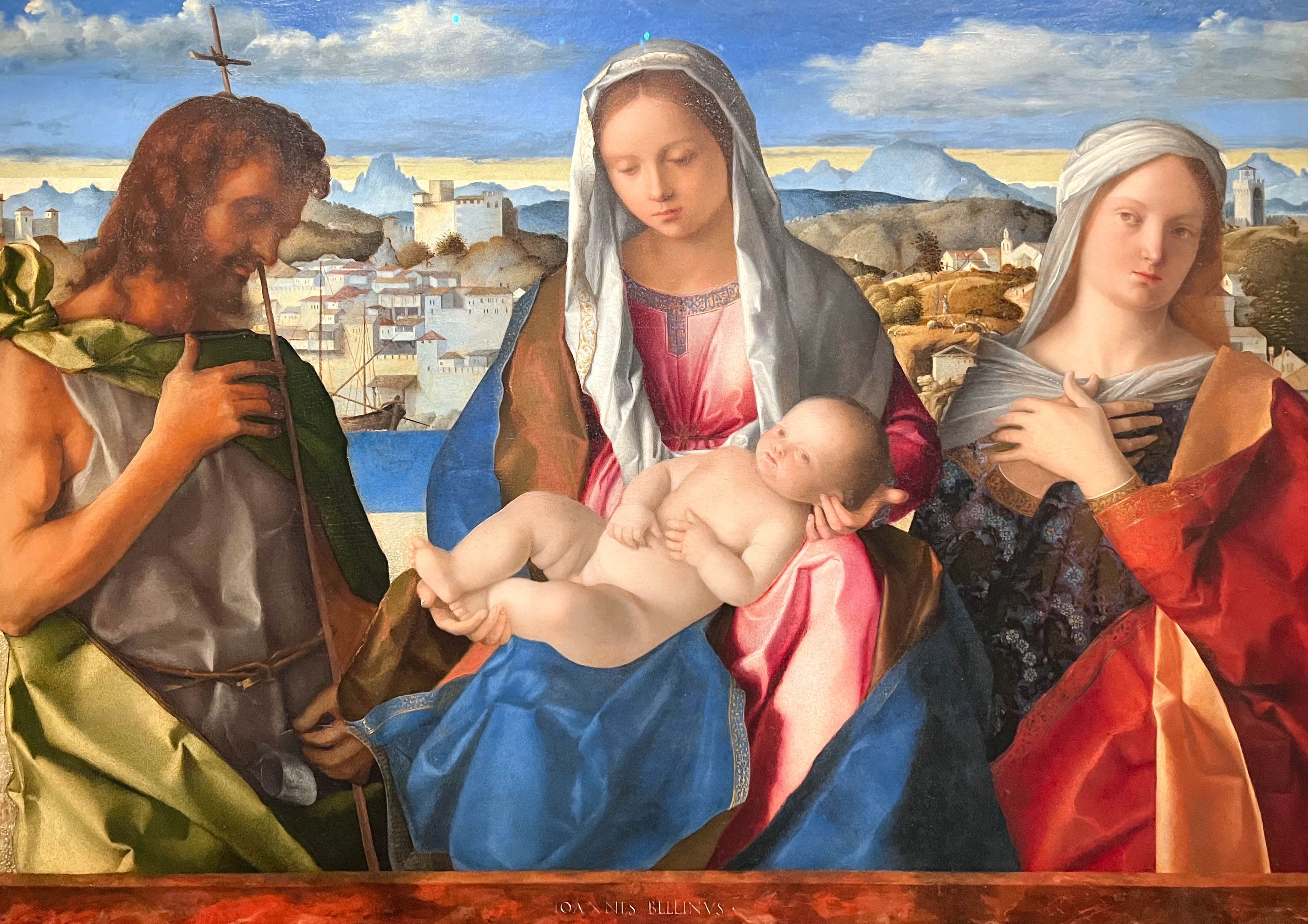 La Vierge et l’Enfant entourés de Saint Jean-Baptiste et d’une Sainte, Giovanni Bellini, 1500