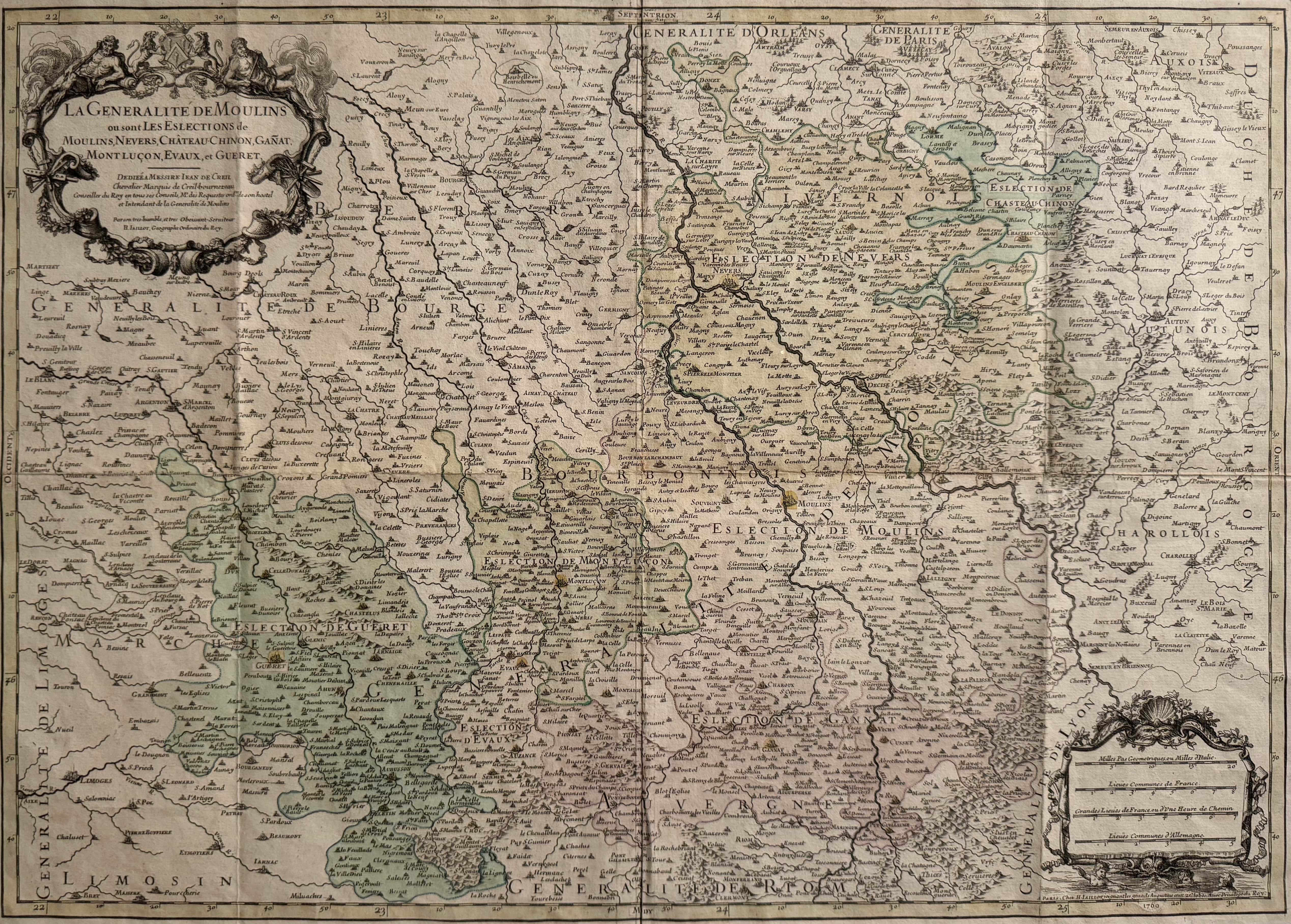 Carte de la généralité de Moulins (vers 1700), Alexis Hubert Jaillot