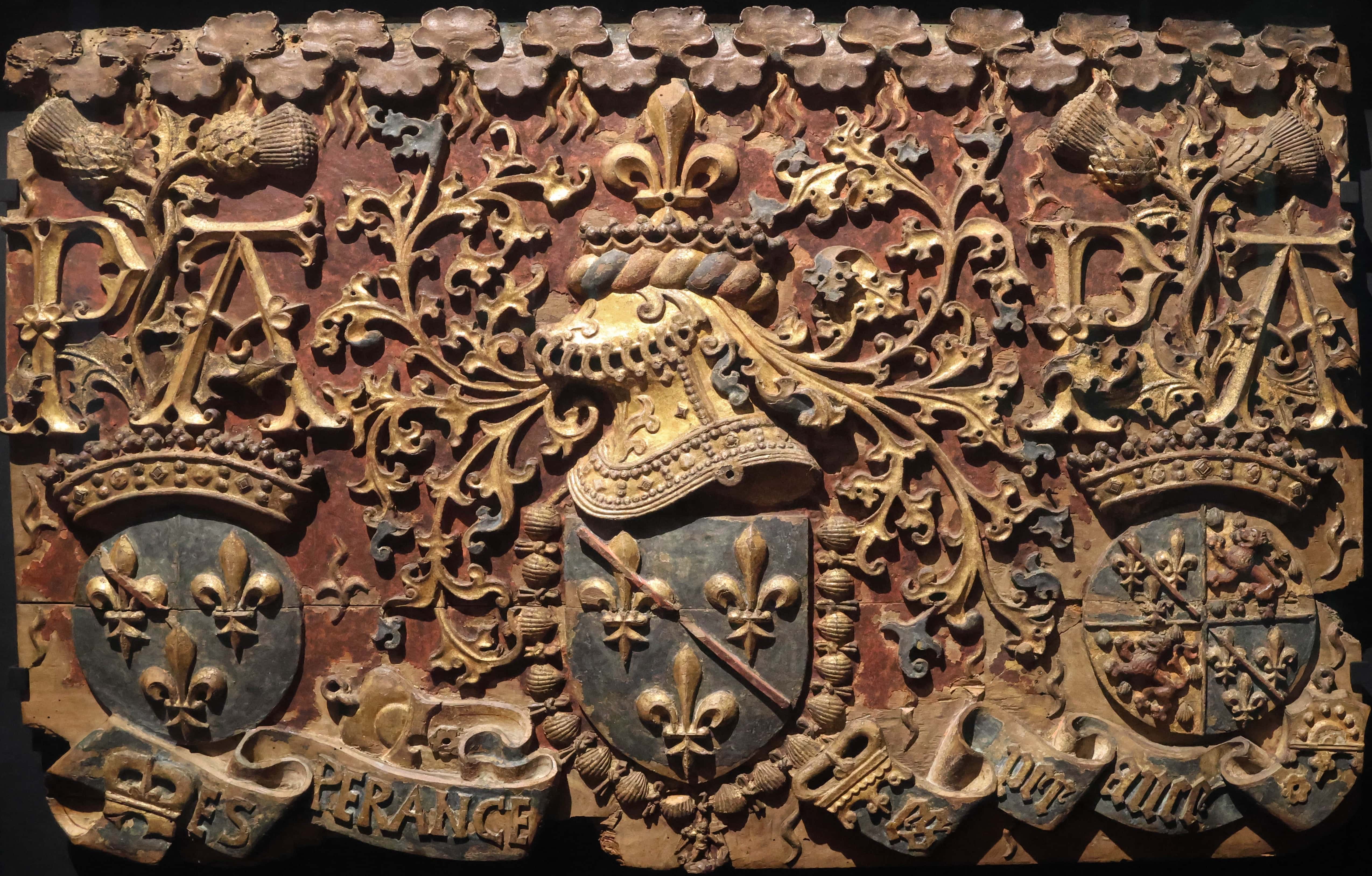 Bas-relief aux armes des Bourbons (entre 1488 et 1503), Musée Anne de Beaujeu, Moulins