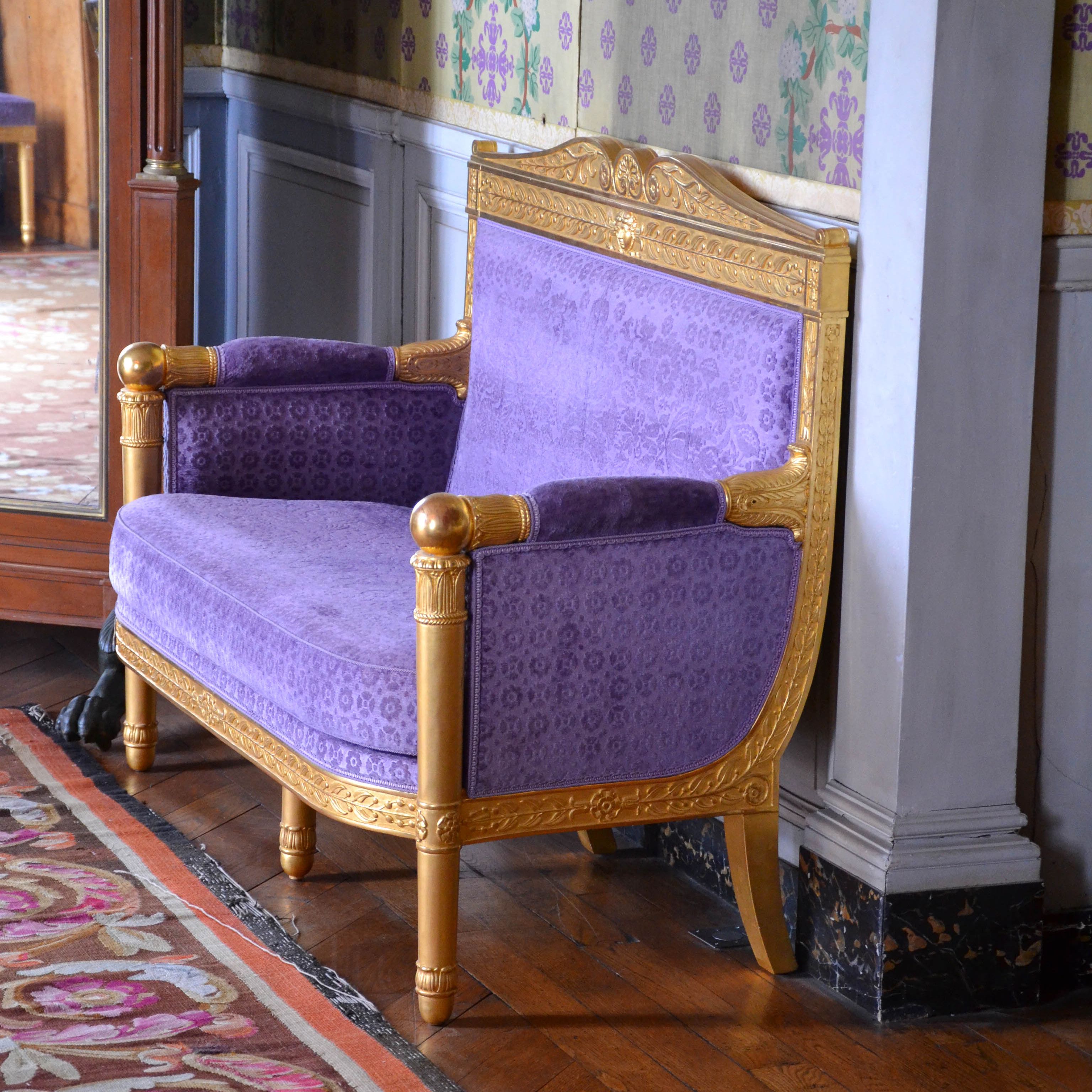 Banquette, chambre du Maréchal, château de Maisons