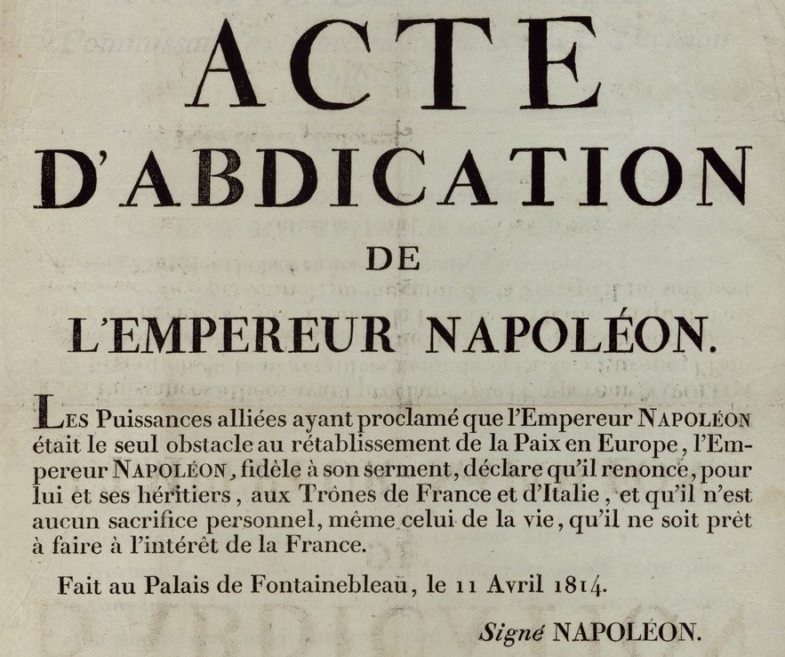 Acte d'abdication de l'Empereur Napoléon Ier