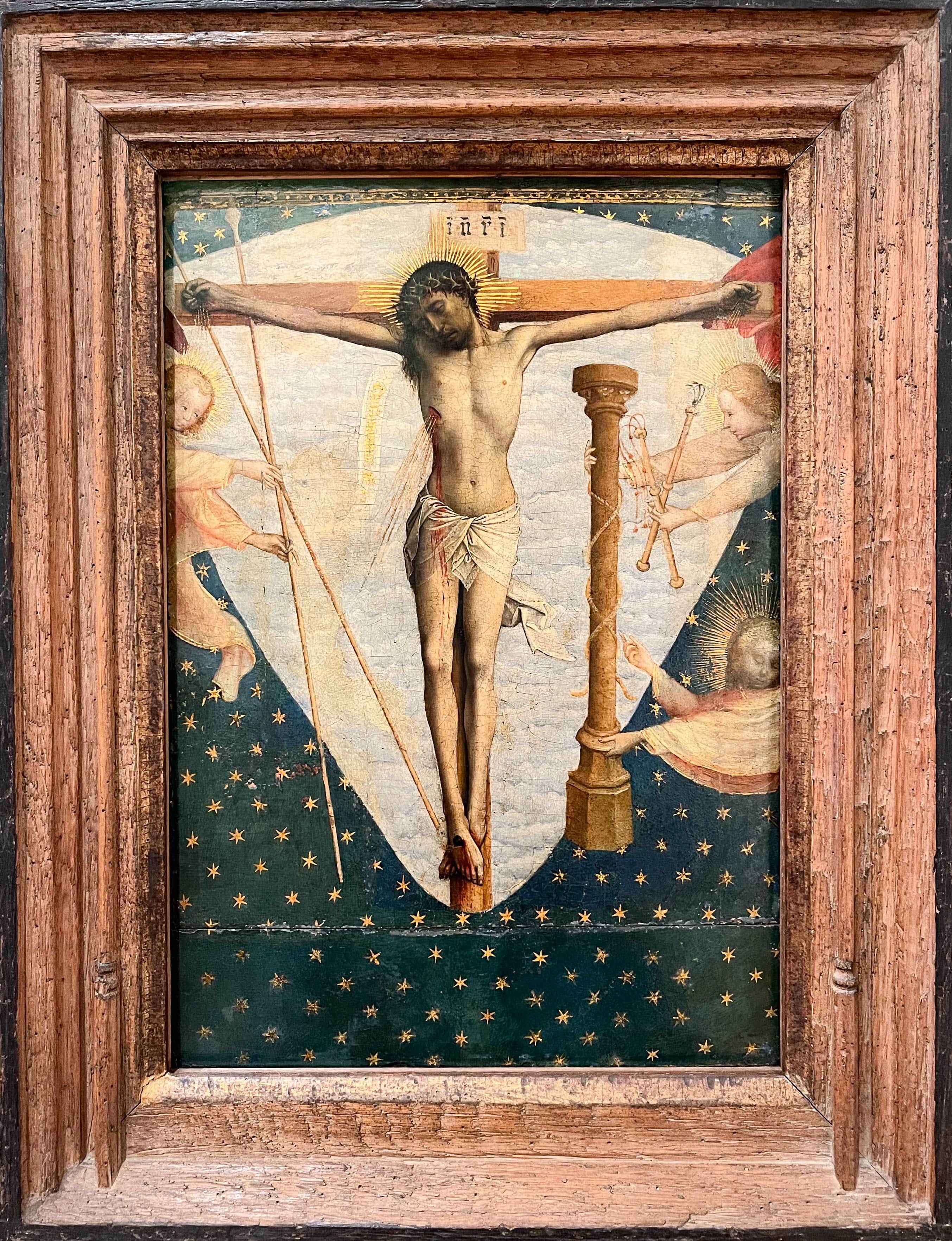 Le Christ en croix entouré de trois anges, Maître de Flémalle, Musée Old Master, Bruxelles
