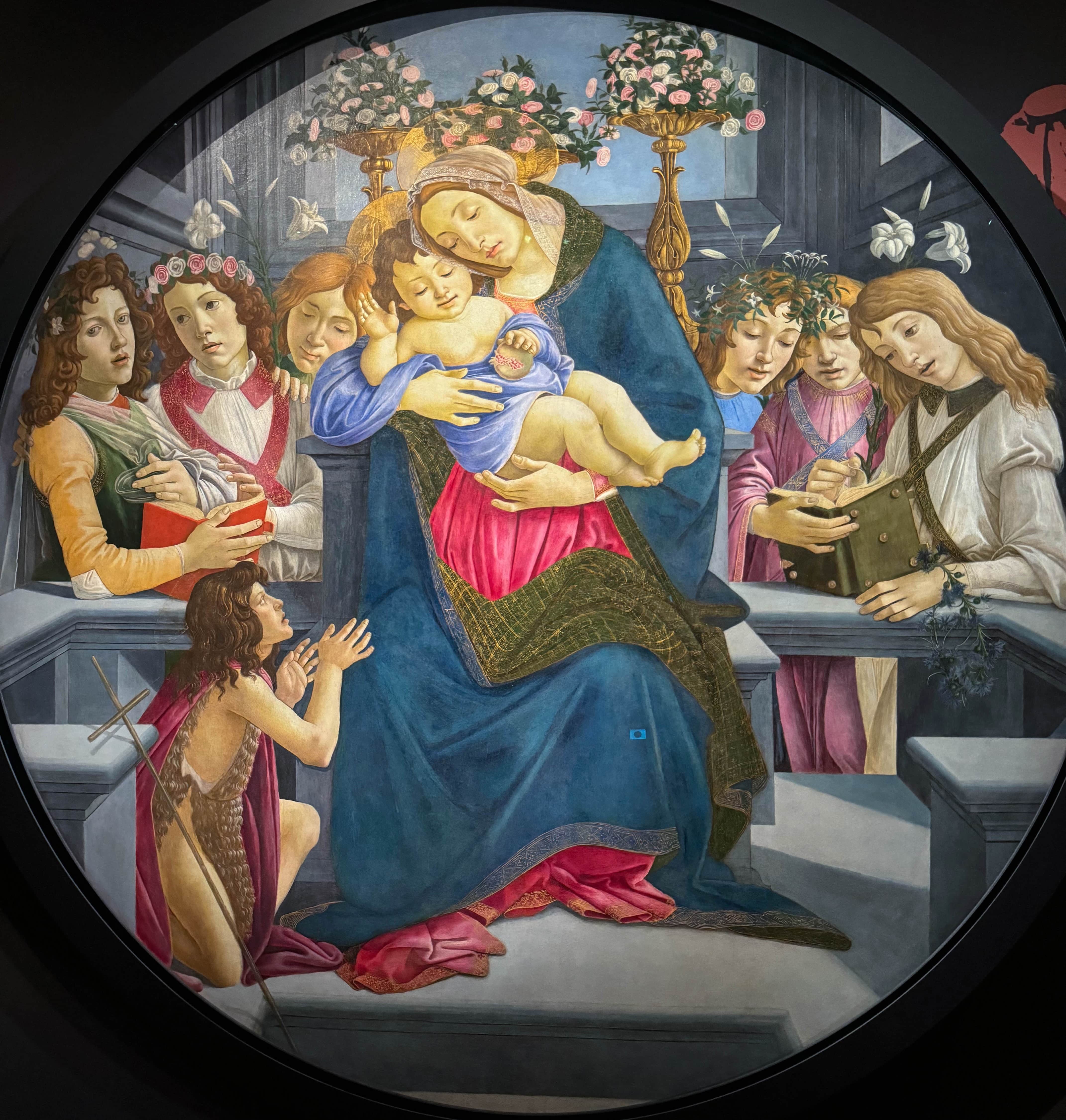 Vierge à l’Enfant avec saint Jean-Baptiste enfant et six anges (1488-1490), Sandro Botticelli, Galerie Borghèse, Rome