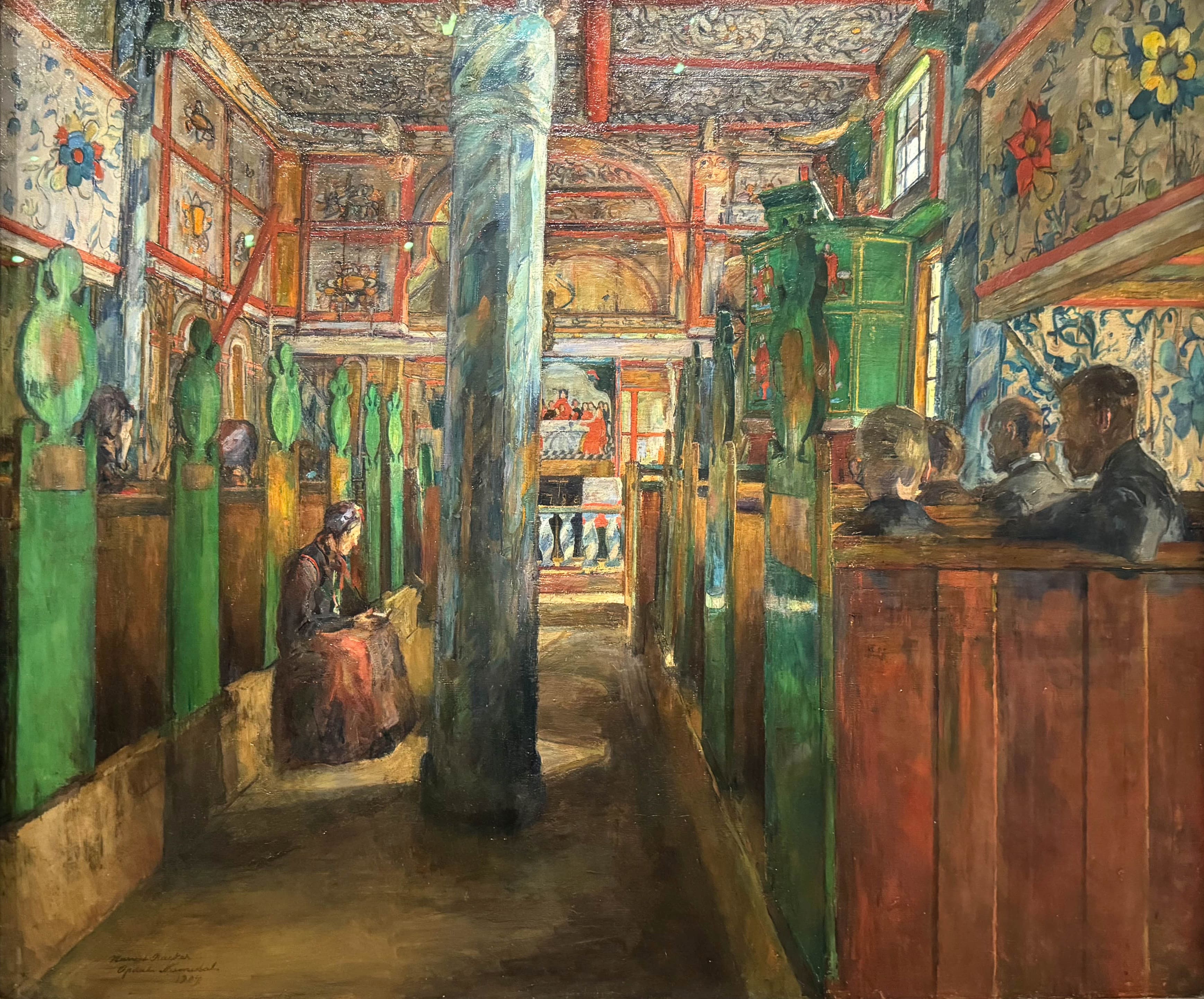 Intérieur de stavkirke d’Uvdal (1909), Harriet Backer, Bergen